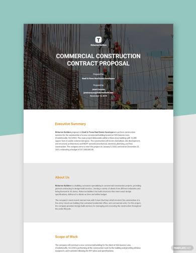 Construction Proposal Examples - 32 in PDF | MS Word | PSD | AI | Examples
