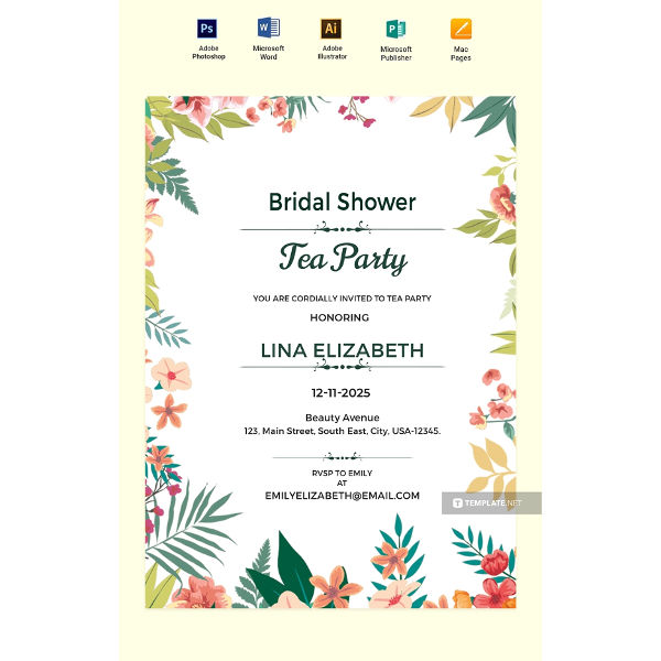bridal shower tea party invitation example