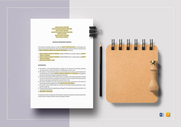 business partnership contract template