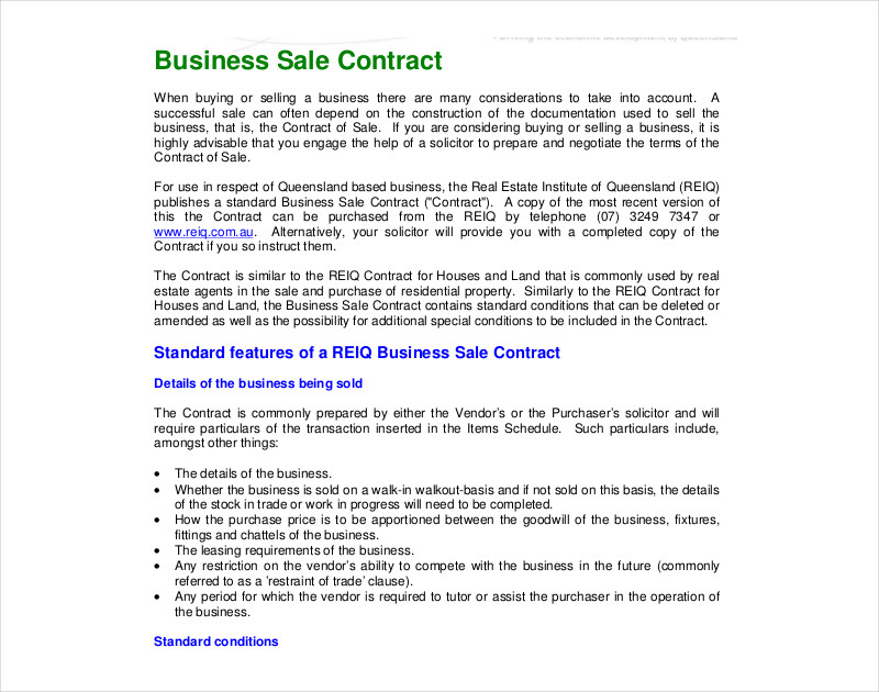 Business Sale Contract