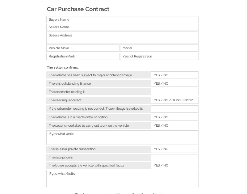 car purchase contract