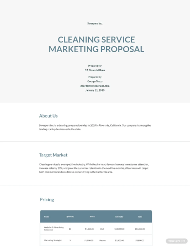 cleaning service marketing proposal template