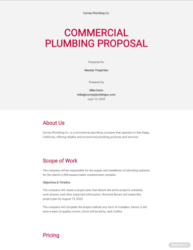 commercial plumbing proposal template