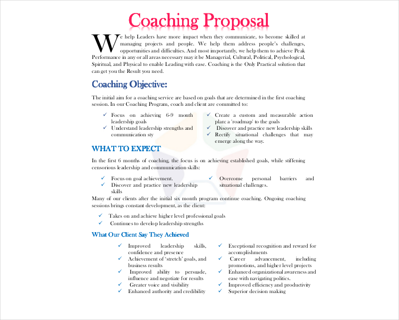 Coaching Proposal 18 Examples Format Pdf Examples