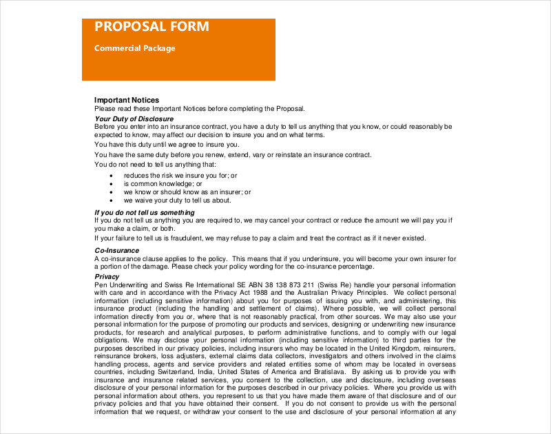 Editable Commercial Proposal in PDF