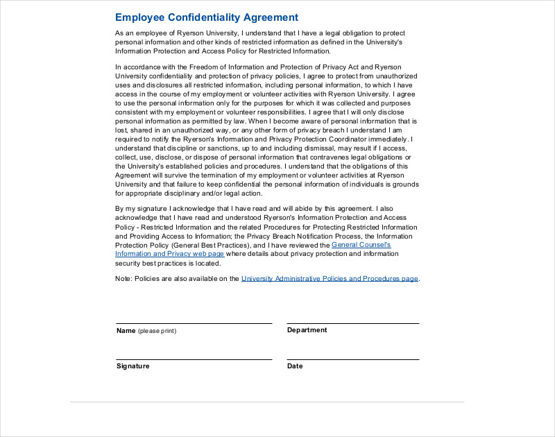employee confidentiality agreement
