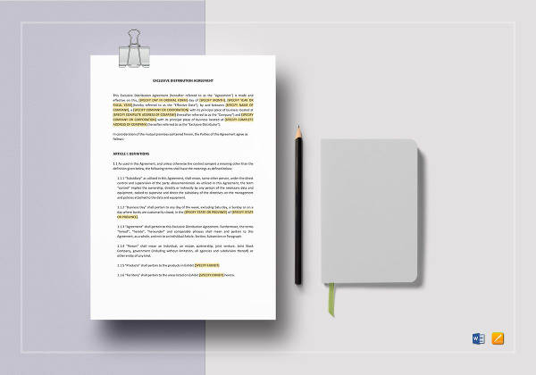 exclusive distribution agreement template