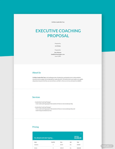 executive coaching proposal template