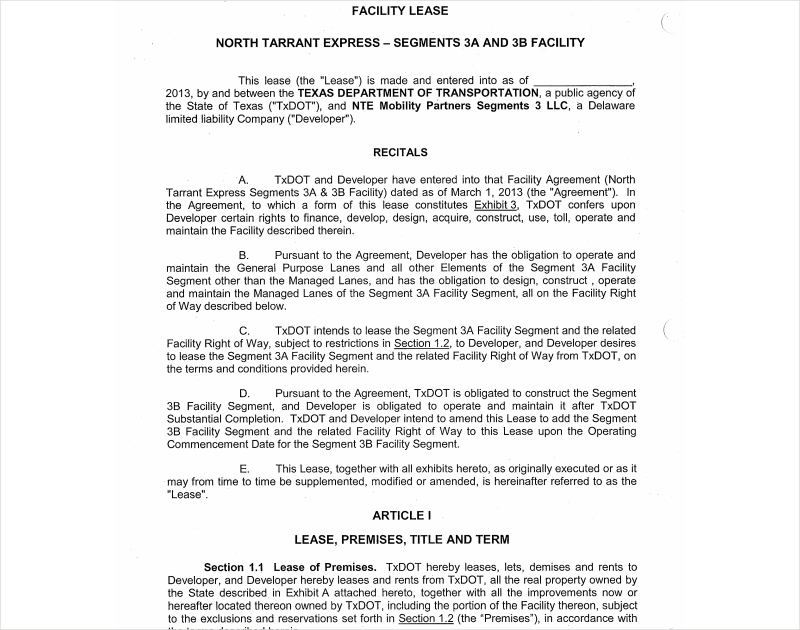 facility lease agreement