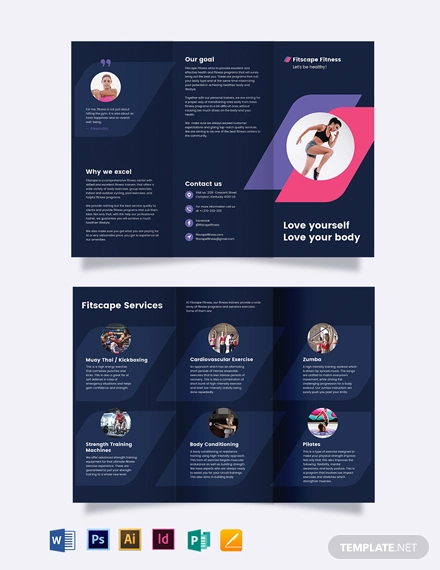 Fitness Center Tri Fold Brochure Template