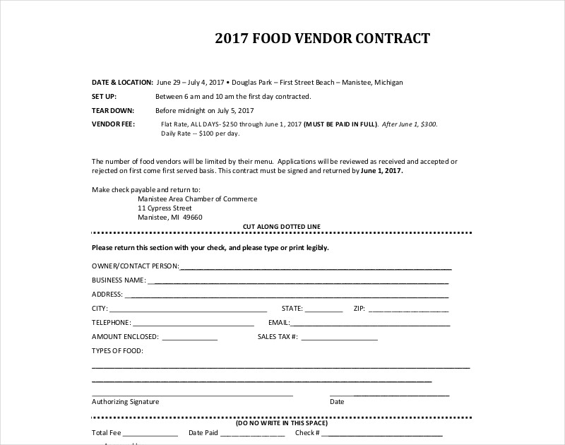 Food Vendor Contract