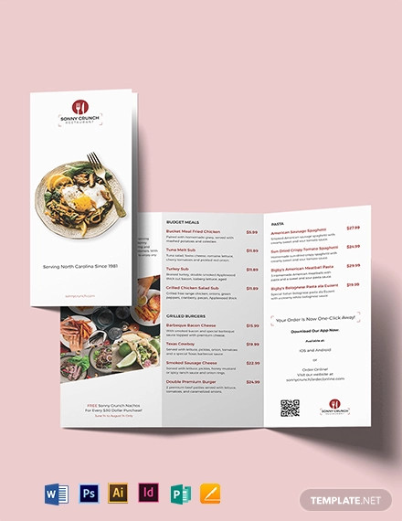 Food and Drink Tri Fold Brochure Template