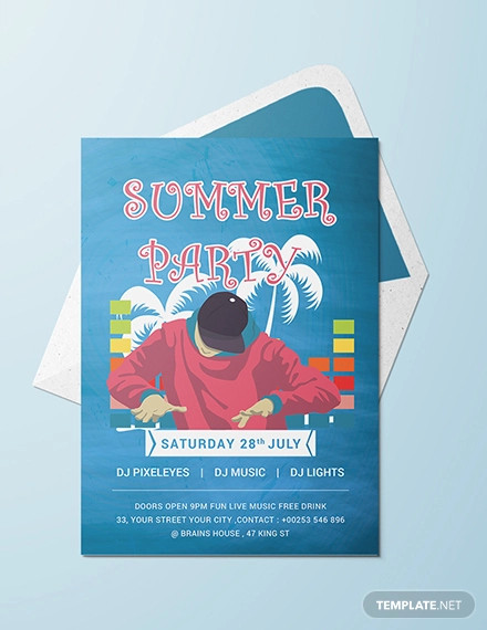 Free DJ Summer Party Invitation Template