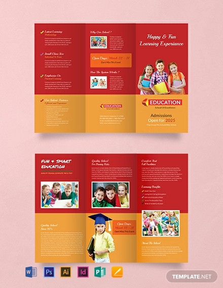 free kindergarten tri fold brochure design template