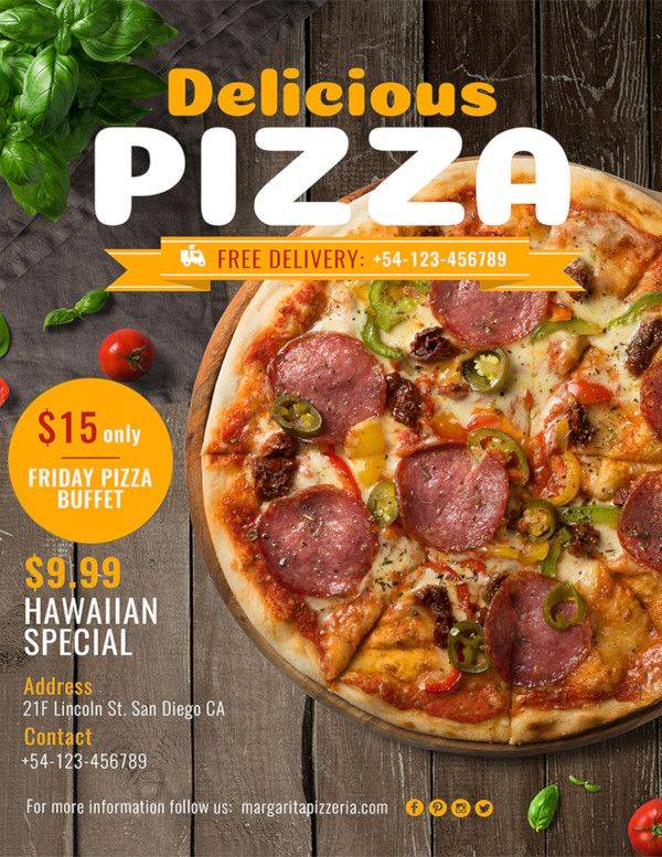 free pizza flyer template 600