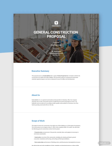 Construction Proposal Examples - 32 in PDF | MS Word | PSD | AI | Examples