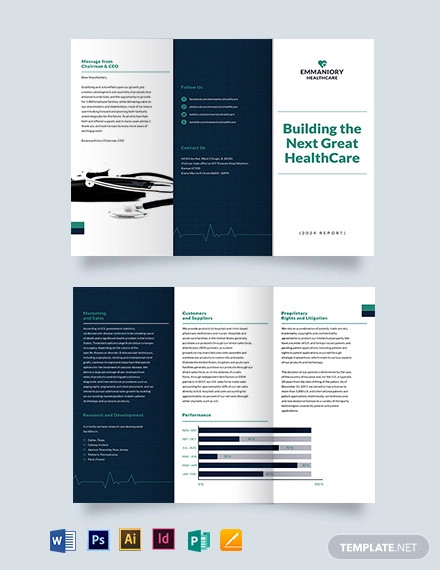 Health And Safety Annual Report Tri Fold Brochure Template