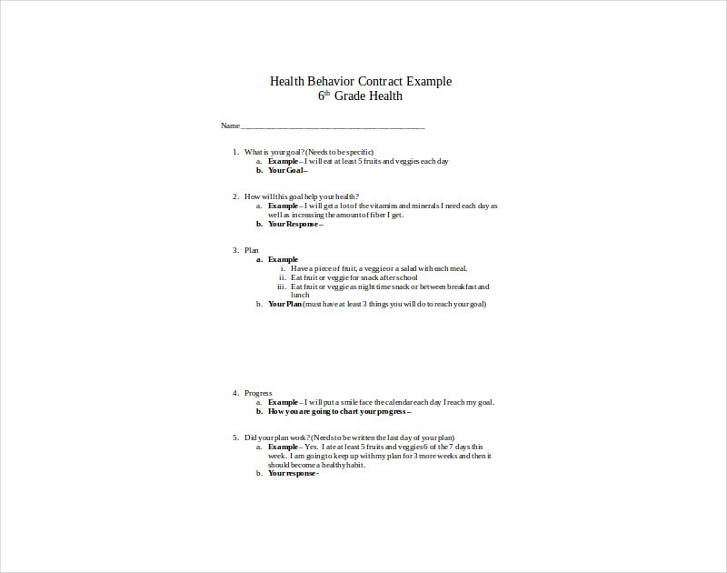 Health Behavior Contract Example1