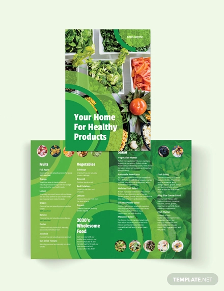 Healthy Food Bi Fold Brochure Template