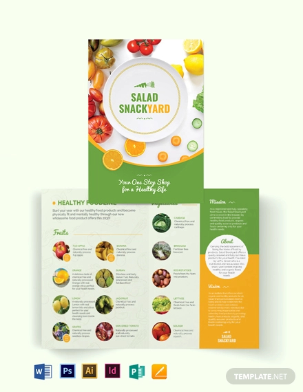 Healthy Food Diet Bi Fold Brochure Template