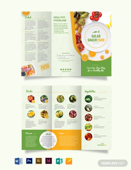 healthy food diet tri fold brochure template
