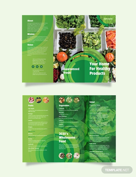 healthy food tri fold brochure template