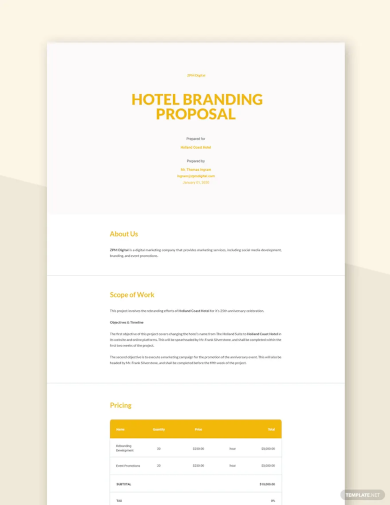 hotel branding proposal template