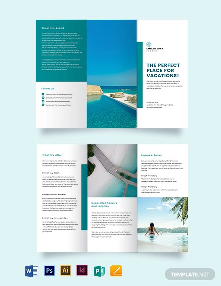 hotel resort tri fold brochure template