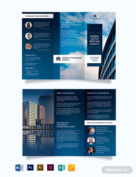 independent real estate agent agency tri fold brochure template