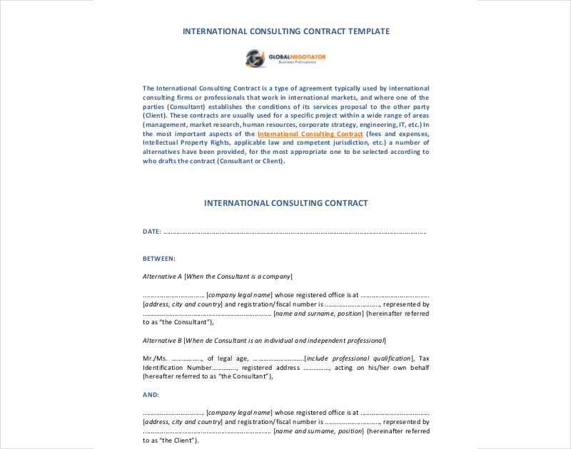 international consulting contract