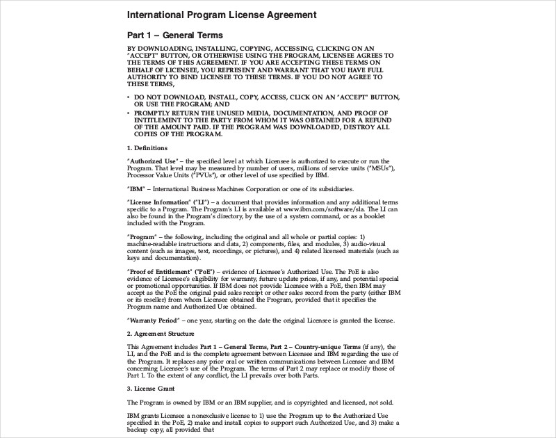 International Program License Agreement