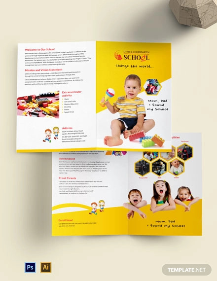 kindergarten a4 bi fold brochure template