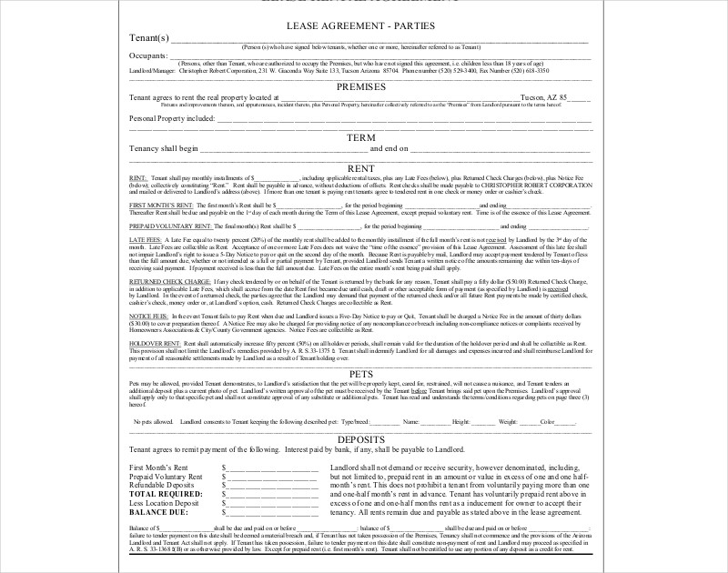 lease rental agreement