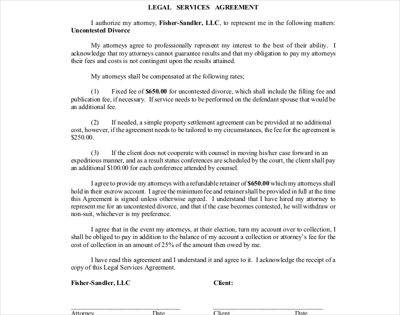 legal service attorney agreement