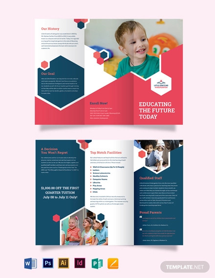 little einsteins kindergarten tri fold brochure template