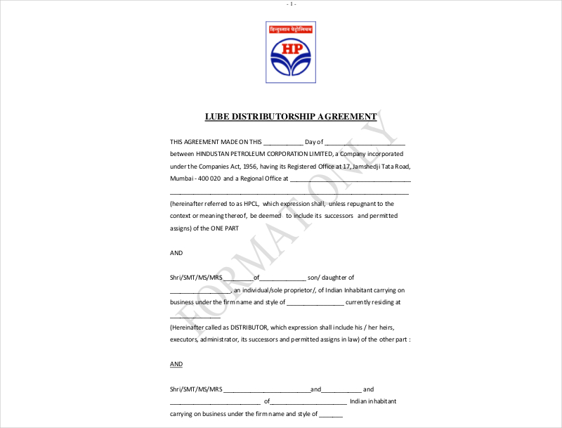 lube distribution agreement