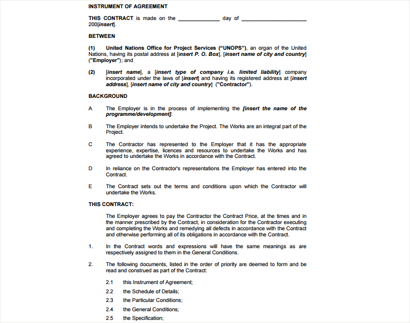 Lump Sum Contract Example