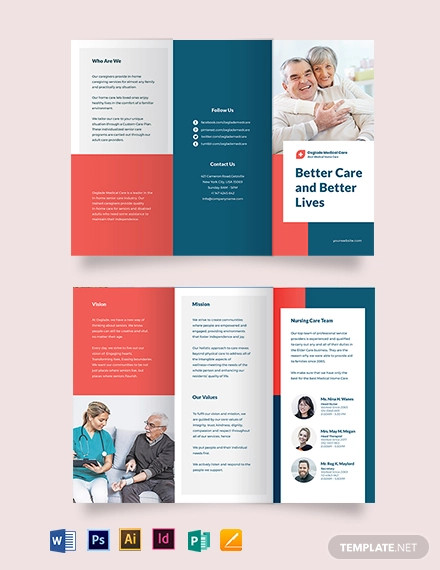 medical home care tri fold brochure template