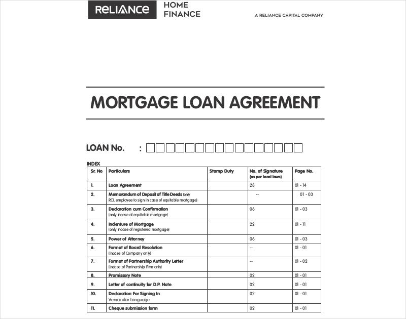 Mortgage Loan Agreement Example