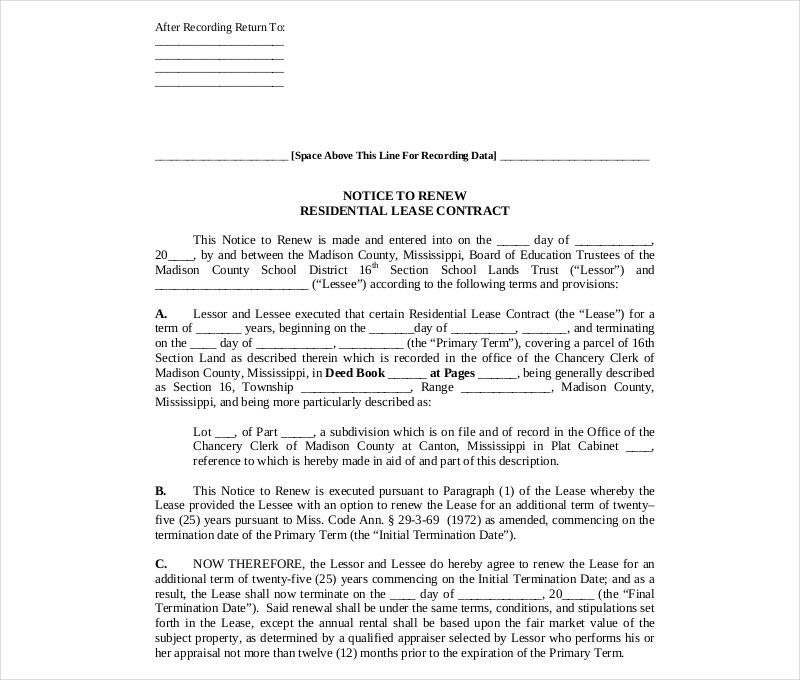 notice to renew residential lease contract2