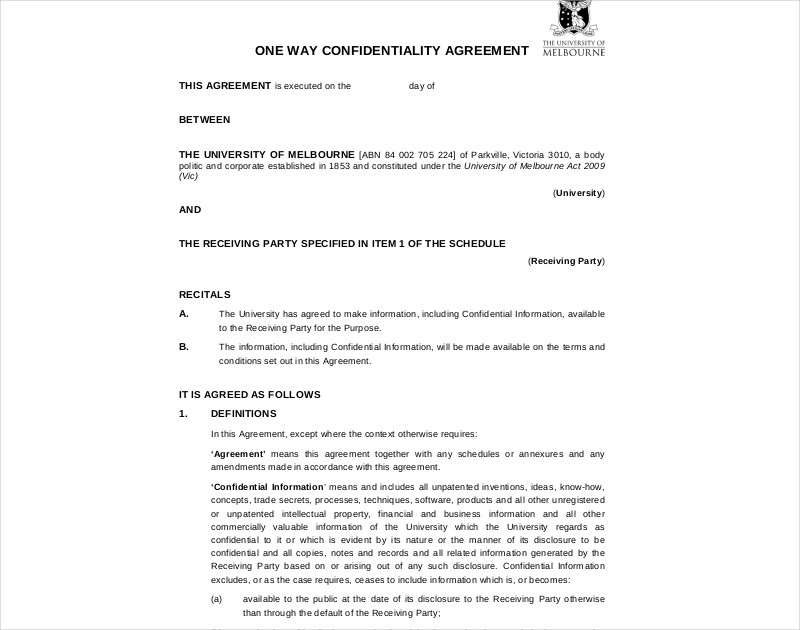 one way confidentiality agreement