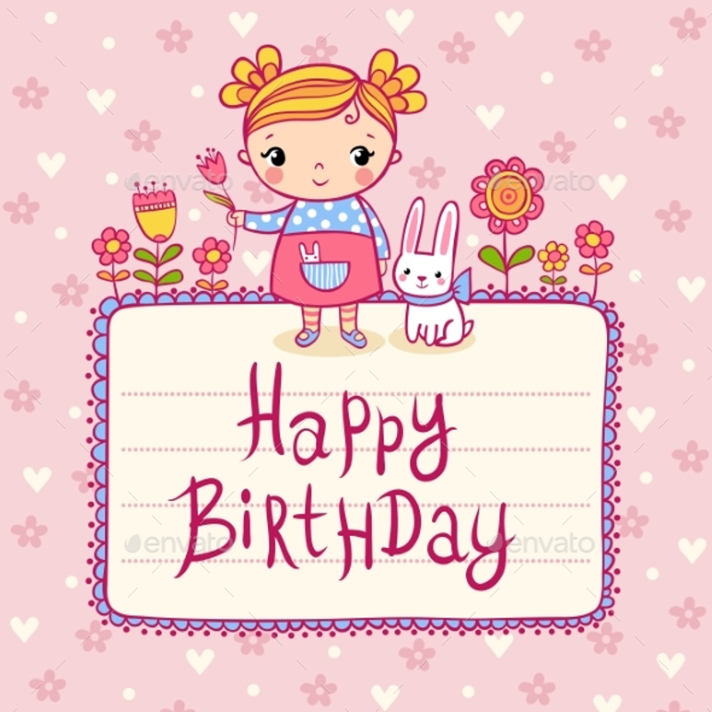 pink happy birthday greeting card
