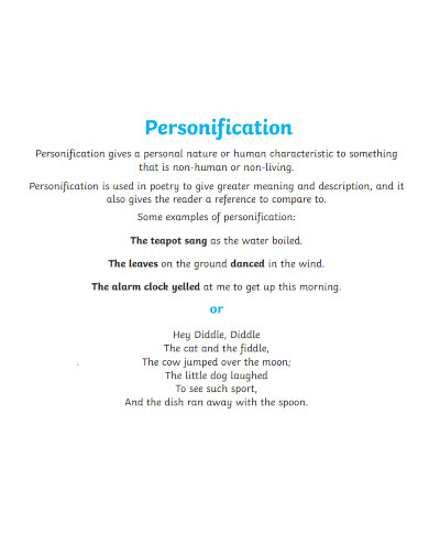 meaning and example of personification