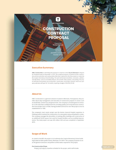 Construction Proposal Examples - 32+ in PDF | MS Word | PSD | AI | Examples