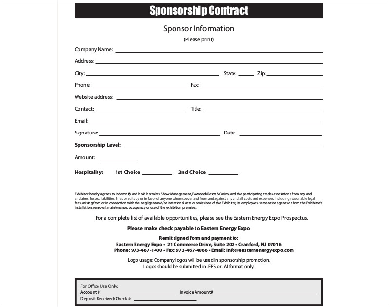 Printable Sponsorship Contract