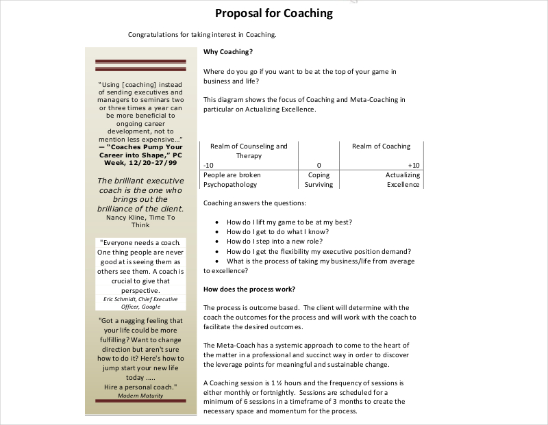 Proposal for Coaching