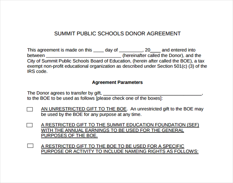 public school donation agreement
