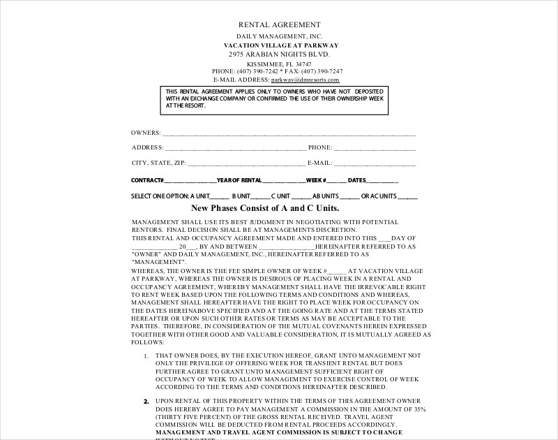 rental agreement example