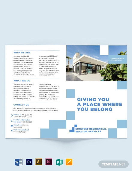 Residential Realtor Bi Fold Brochure Template