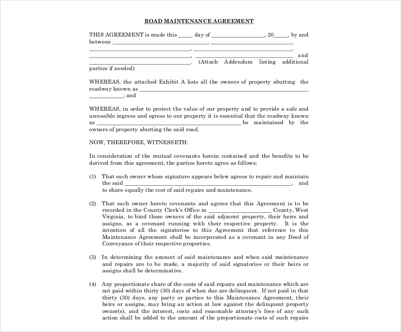 Maintenance Agreement - 18+ Examples, Format, Pdf | Examples